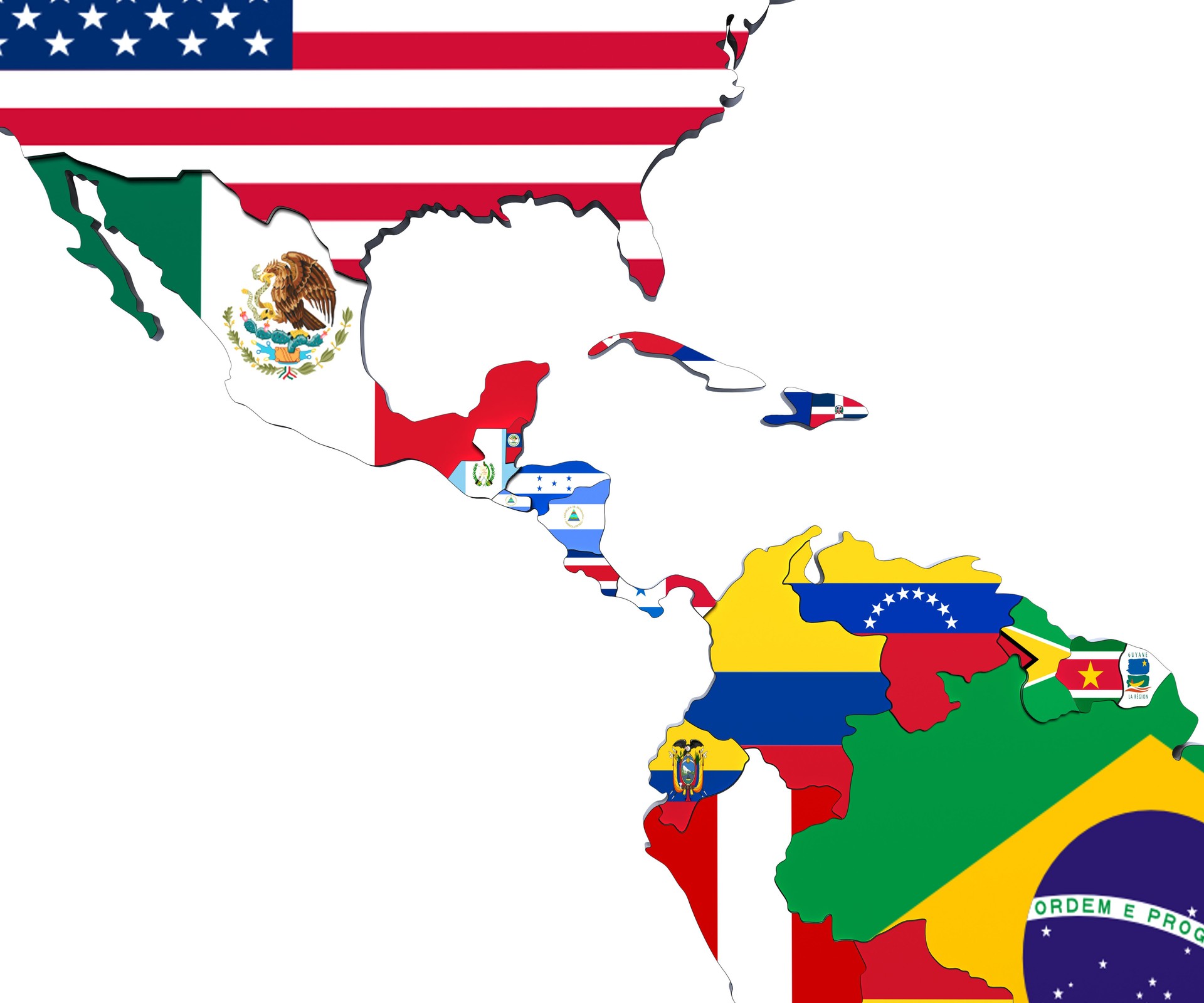 america central map 3d render